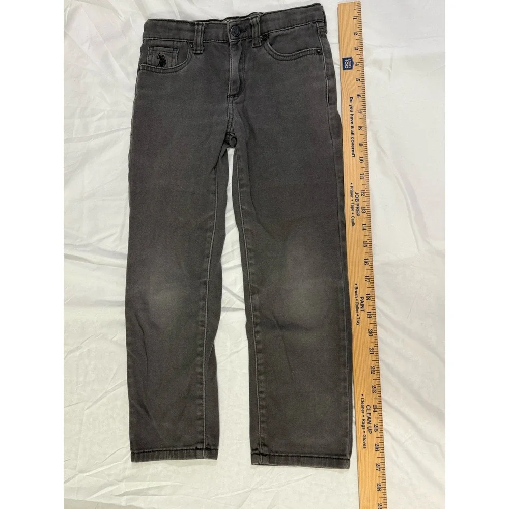 U.S. POLO ASSN Jeans Boys Size 6 straight leg Kids Gray‎ Adjustable Waist
